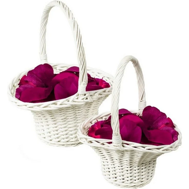 maDDma Dekokorb 2er-Set Blumenstreukorb, Blumenstreukörbchen, Blumenkinder Korb, 2 verschieden große Körbchen