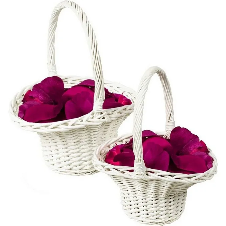 maDDma Dekokorb 2er-Set Blumenstreukorb, Blumenstreukörbchen, Blumenkinder Korb, 2 verschieden große Körbchen