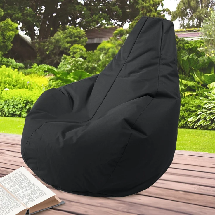 AD. CON Outdoor Gamer Sitzsack mit Füllung Puff Relax-Sessel Sitzkissen Bodenkissen Bean Bag 100x90x95cm 225L Schwarz – Bild 6