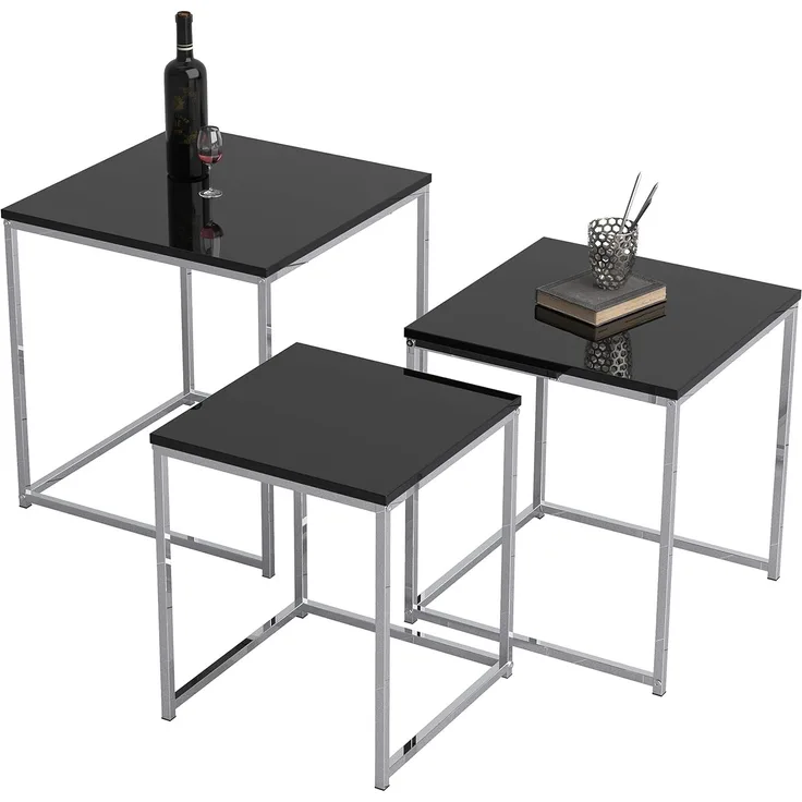 VCM Beistelltisch & Couchtisch Glisal 918387 Schwarz H. 40 x B. 40 x T. 42 cm