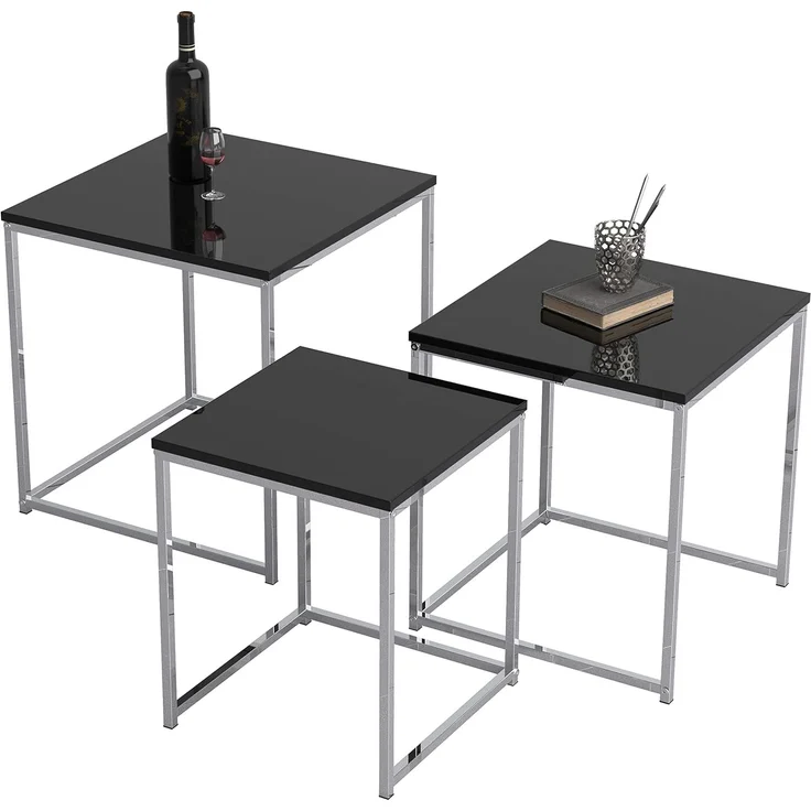 VCM Beistelltisch & Couchtisch Glisal 918387 Schwarz H. 40 x B. 40 x T. 42 cm