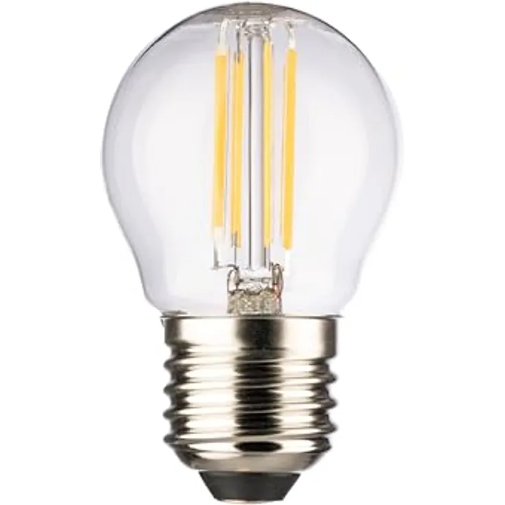 Müller-Licht LED Filament Leuchtmittel Tropfen, 4,5W = 40W E27 klar, warmweiß 2700K, 470 Lumen, langlebig 15.000 Stunden, hoher Farbwiedergabeindex Ra >90