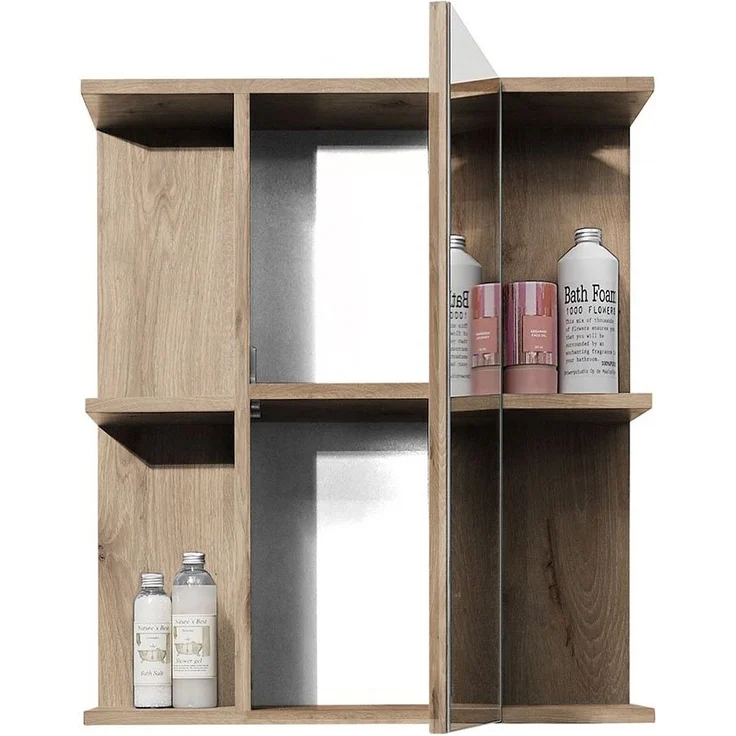 Spiegelschrank Sylt / Split, Holzwerkstoff, Holzfarben, Verspiegelt, 60 x 71 x 20 cm – Bild 3