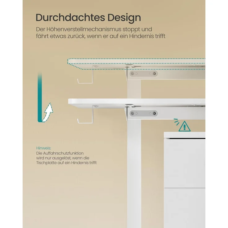 Songmics Höhenverstellbarer Schreibtisch elektrisch, 60x110 x (72-120) cm, Verstellbarer Tisch, Memory-Funktion für 4 Höhen, für Homeoffice, Arbeitszimmer, wolkenweiß LSD131W01 – Bild 6