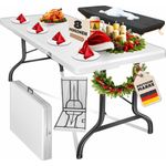 KESSER® Buffettisch Tisch klappbar Kunststoff 183x76 cm Campingtisch Partytisch Klapptisch Gartentisch für Garten, Terrasse und Balkon zusammenklappbar 8 Personen inkl. Tragegriff und Cover Weiß, 183cm