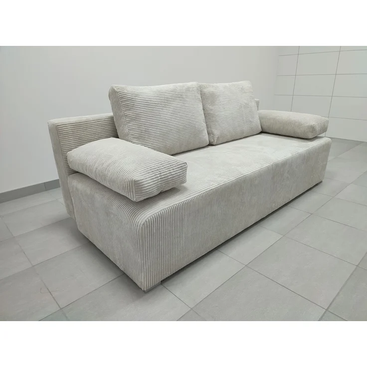 Wohnero 24 Zaya Premium Schlafsofa 201x91 cm mit Bettkasten & DL-Automatik – 201x137 cm Liegefläche, 3-Sitzer Sofa mit Schlaffunktion - Hellgrau – Bild 3