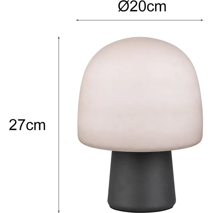 Tischleuchte STEEN mit Glasschirm & Metallfuß Schwarz, Höhe 27cm – Bild 4
