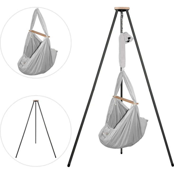 Federwiege mit Tipi Bio Grey Anthrazit Schafwolle – Bild 2