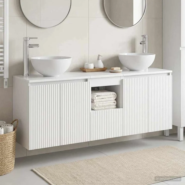 vidaXL Wandhängendes Badezimmerschrank-Set 3 stk. Weiß 3405627 – Bild 1