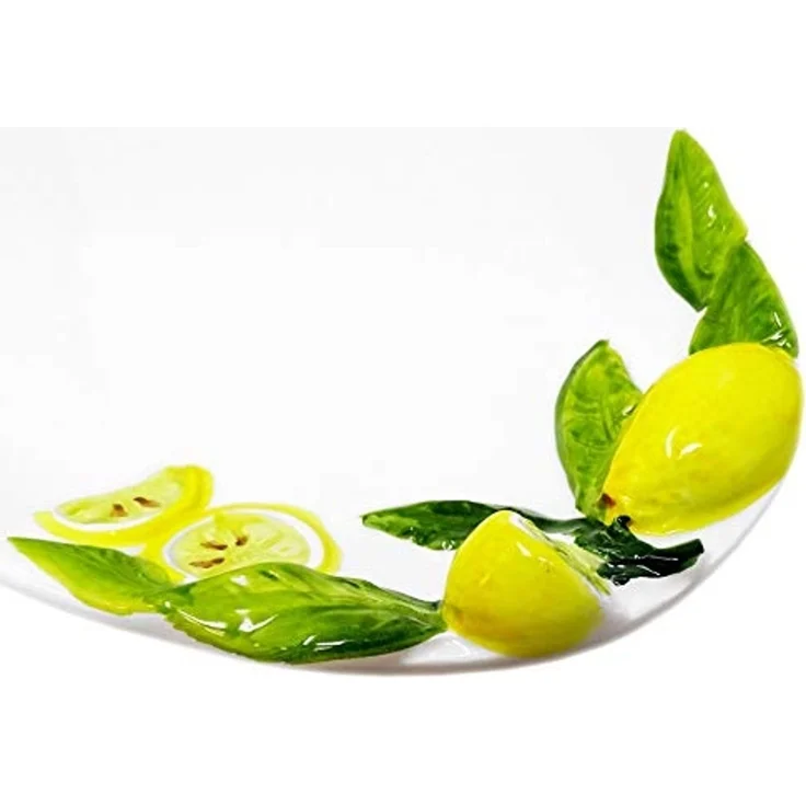 Lashuma Servierplatte Zitrone, Keramik, (1-tlg, 34 x 19 cm), handgemachter Dessertteller mit Zitronen Relief – Bild 4