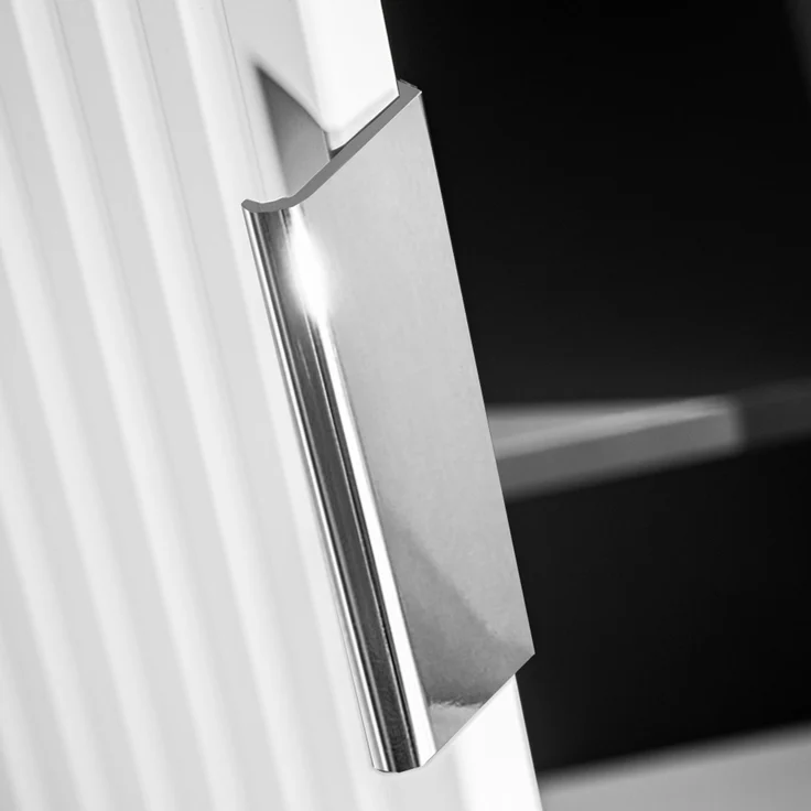 Hochschrank Badschrank 1-türig ADELAIDE-56-WHITE in matt weiß, gerillte Front, B/H/T: 35/140/25 cm – Bild 5