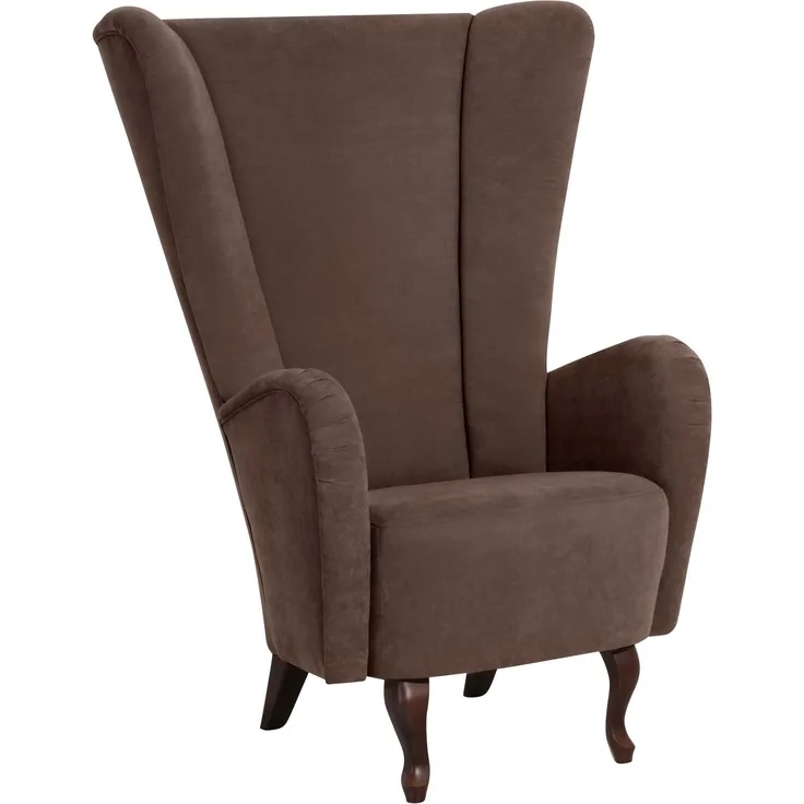 Hochlehnsessel Kailey Bezug Velourstoff Buche nussbaum dunkel / braun 21207