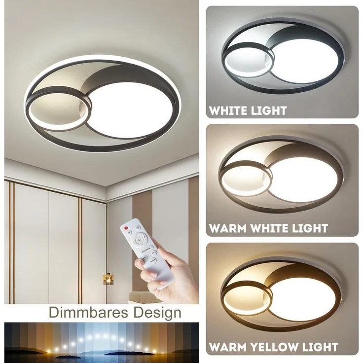 OYLCDI Deckenleuchten LED Deckenlampe Ø40cm,Dimmbar mit Fernbedienung für Wohnzimmer, 48W 3000-6500k, LED fest integriert, Modern Runde Wohnzimmer Schlafzimmer Arbeitszimmer Esszimmer Dekoration Lampen, Wohnzimmer-Leuchte – Bild 2