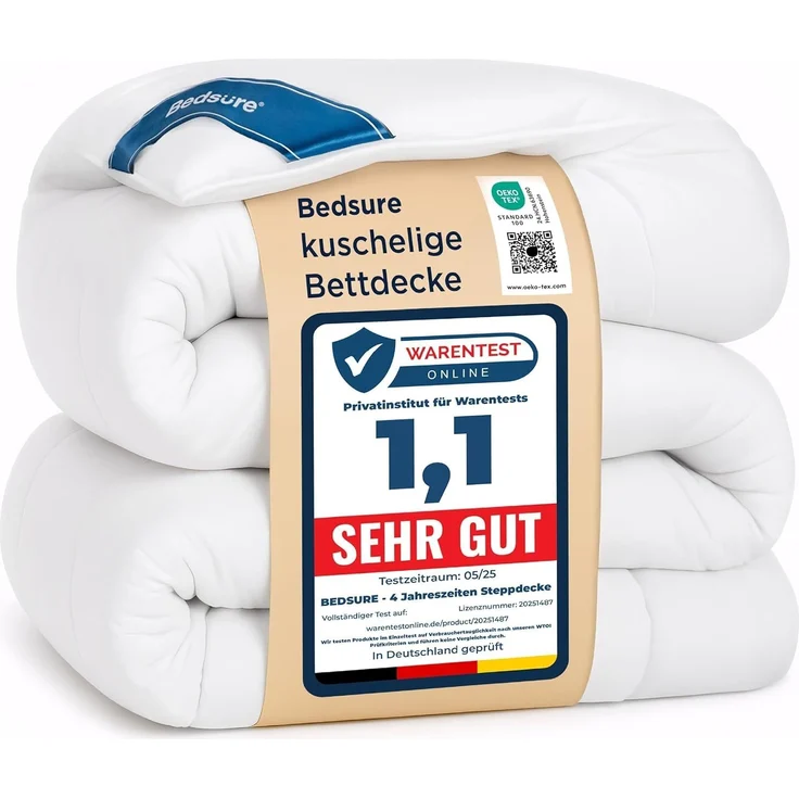 BEDSURE Bettdecke 240x220 Ganzjahresdecke Steppdecke - Bettdecke 240x220 cm 4 Jahreszeiten Bettdecken - Oeko-TEX Zertifiziert 300GSM Weiß, Weiche Warm Duvet Schlafdecke für Allergiker
