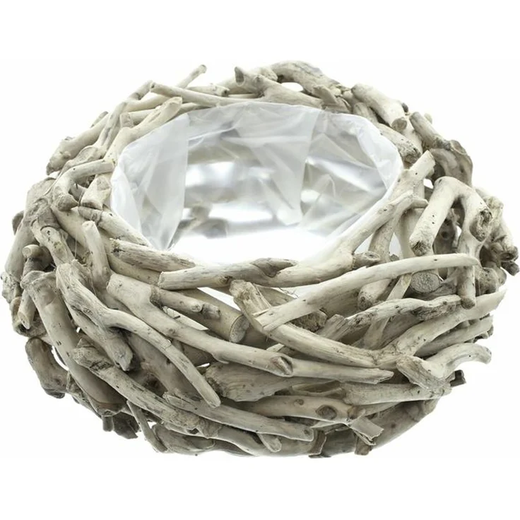 Pflanzer aus Treibholz rund, Ø 38 cm, Pflanzschale, Blumentopf, Pflanztopf, Pflanzgefäß, Gartendeko für Draußen – Bild 1