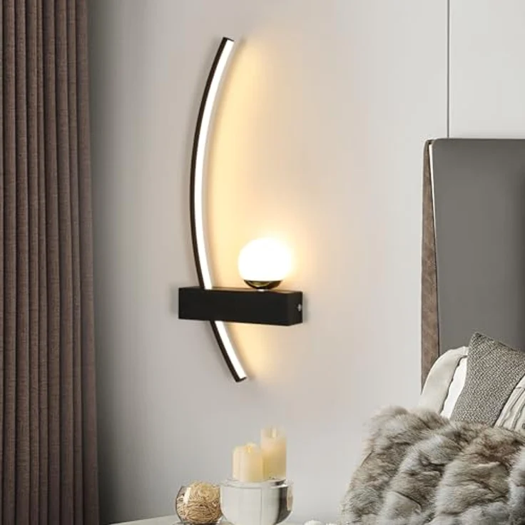 Goeco LED Wandleuchte Innen, 14W Moderne Wandlampe LED mit Geschwungenem Design, Wandbeleuchtung Schwarze für Schlafzimmer Korridor Wohnzimmer Treppe – Bild 7