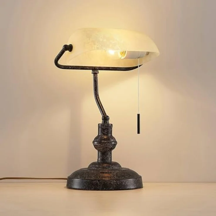 Lindby Profina, Tischlampe aus rostbraunem Metall mit E27 Schalter, 39 cm für Arbeitszimmer & Büro – Bild 5