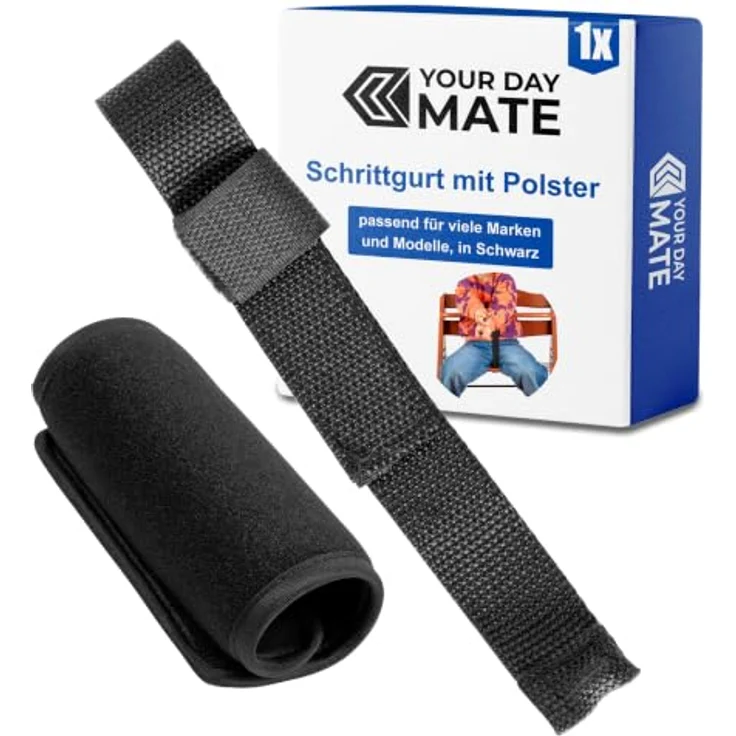 Schrittgurt mit Gurtpolster für Hochstuhl, 1 Set, Schwarz, kompatibel mit Hauck Alpha Beta, Stokke Tripp Trapp, roba Sit Up, Gurtschoner für Frontbügel, weiches Gurtpolster – Bild 1