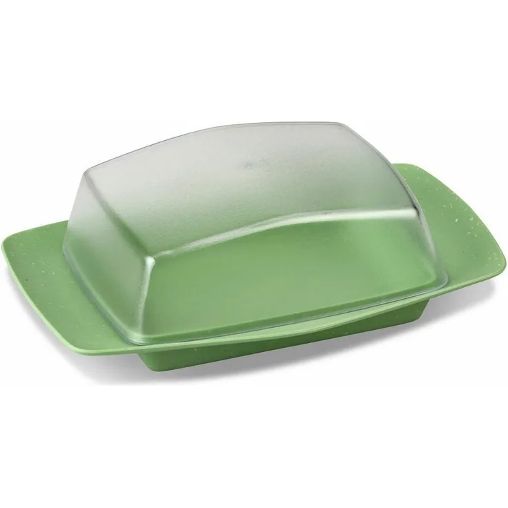 Koziol Butterdose Rio, Butterschale, Kunststoff-Holz-Mix, Nature Leaf Green, für 250 g Butter, 7619703