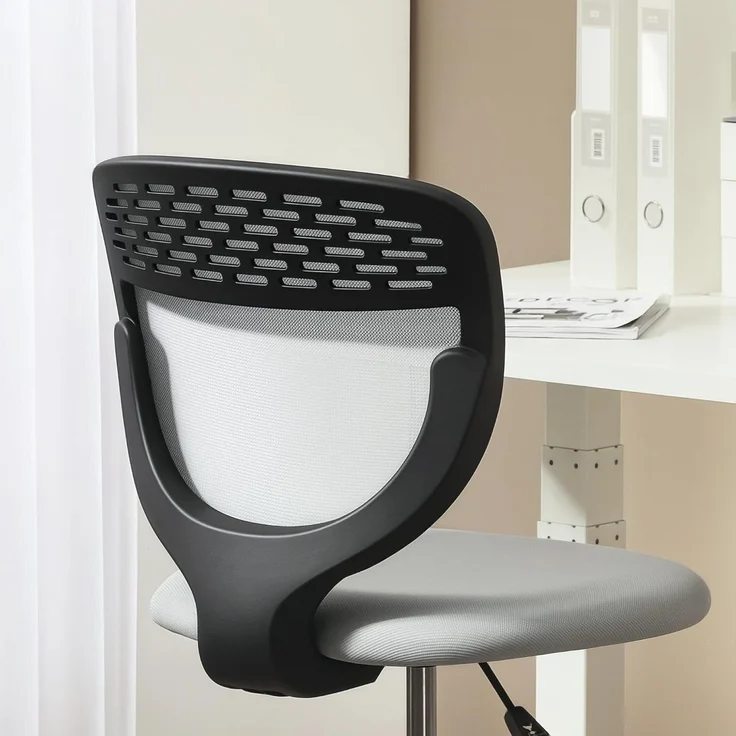 Vinsetto Bürostuhl Ergonomischer Schreibtischstuhl mit Verstellbarer Fußring, Höhenverstellbarer Computerstuhl mit Netzbespannung, Office Chair, Drehstuhl Hellgrau – Bild 9