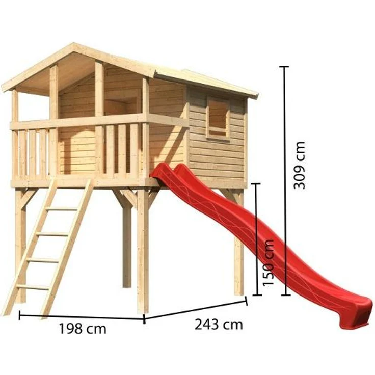 Karibu Stelzenhaus Benjamin Set Aktion2 naturbelassen mit Rutsche rot – Bild 17