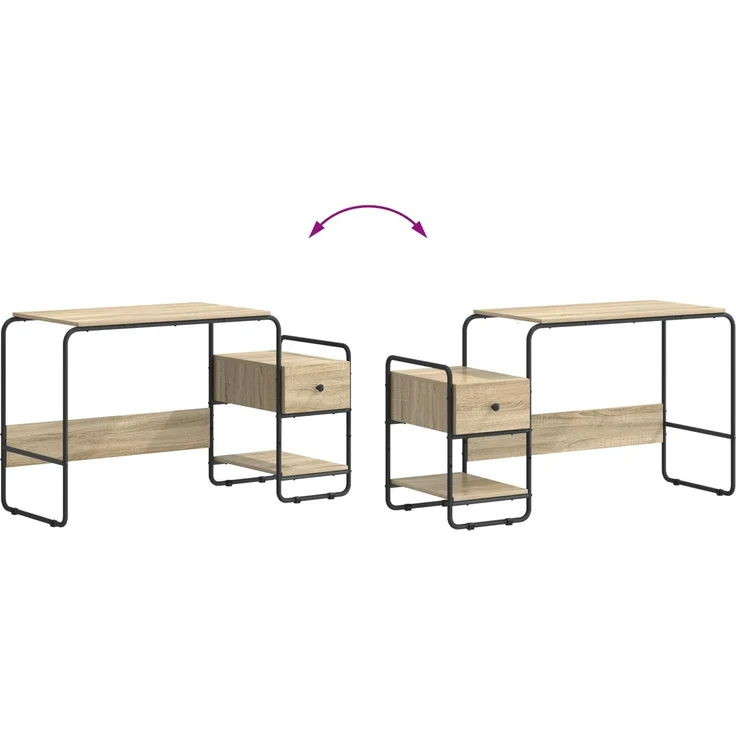 vidaXL Schreibtisch mit Stauraum Sonoma-Eiche 131,5 x 50 x 75,5 cm 8008045 – Bild 9