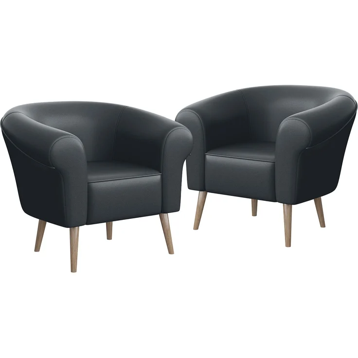 MEBLINI Sessel-Set EMILIA 1+1 - Dunkelgrau Kunstleder - für Wohnzimmer - Mini Lounge für zwei Personen - Sitzgarnitur - Polstergarnitur – Bild 1