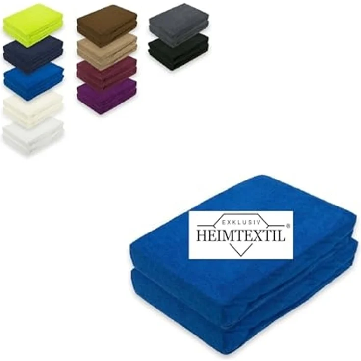 Doppelpack Marke Frottee Spannbettlaken Royalblau 180 x 200 cm – Bild 1