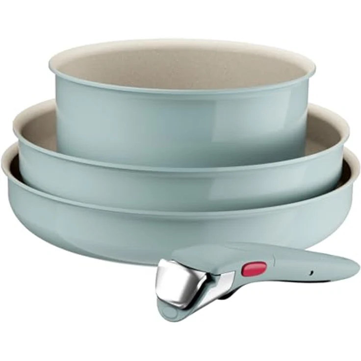 Tefal Ingenio Serenity Kochgeschirr-Set 4-teilig, Mineralia Antihaftversiegelung, platzsparend, stapelbar, für alle Herdarten, spülmaschinengeeignet, Eucalyptus, L8284S04 – Bild 3