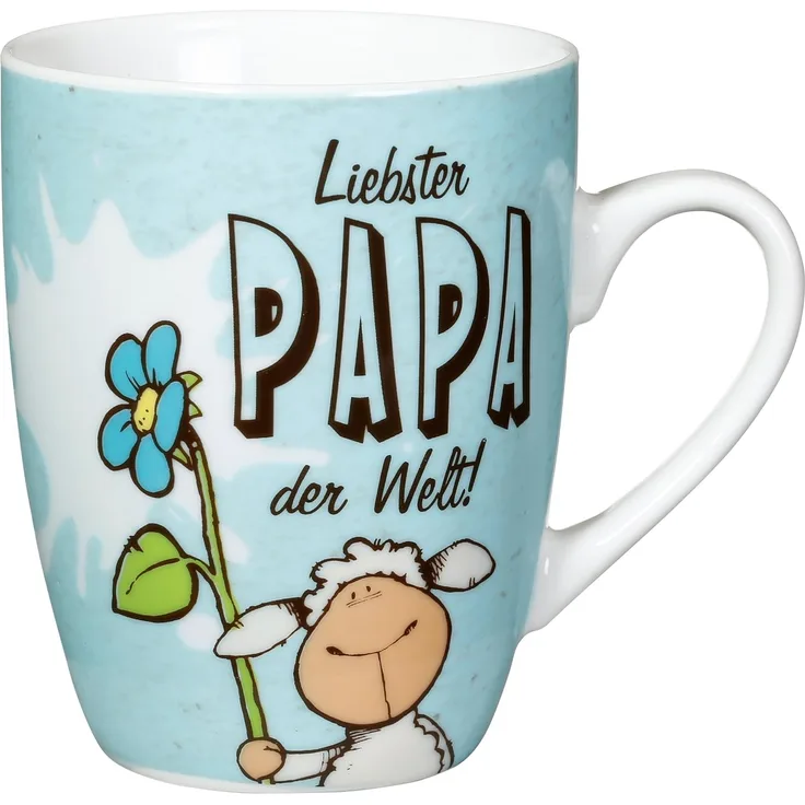Nici 40009 Fancy Mugs Tasse Liebster Papa der Welt!, Porzellan, Blau, 10. 5 x 12 x 8. 5 cm