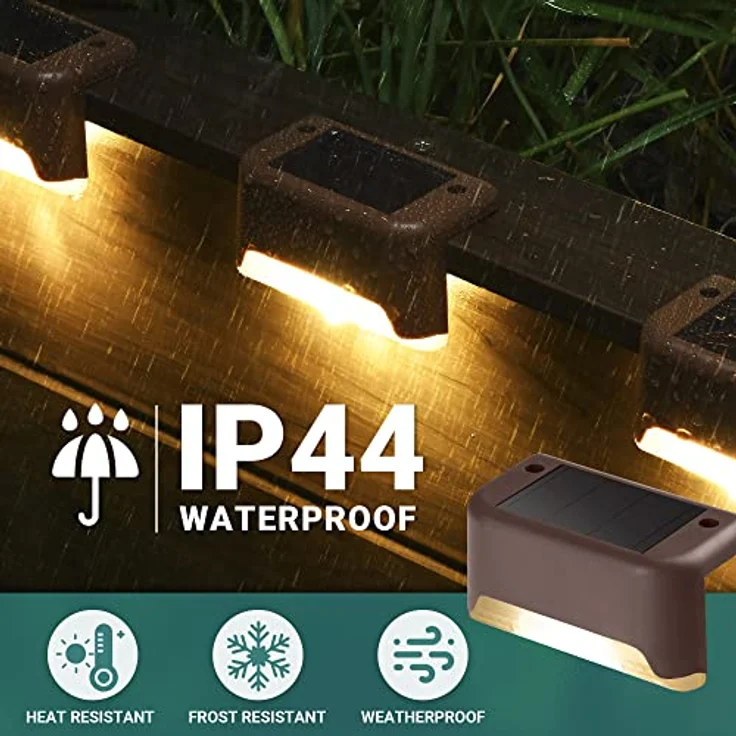 GIGALUMI Solarlampen für außen, Solar Deckleuchten, 16 Stück, wasserdichte, warmweiß, LED Gartenlampen für Garten dekoration, Terrasse, Treppen, Stufen, Zaun – Bild 4