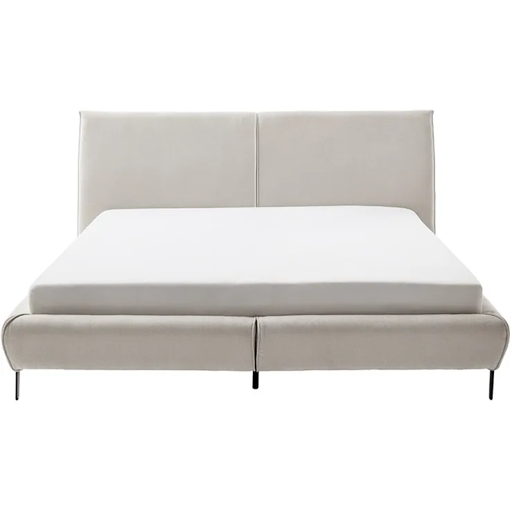 Polsterbett Pula 180x200 Stoff Sereno creme Fuss Metall schwarz