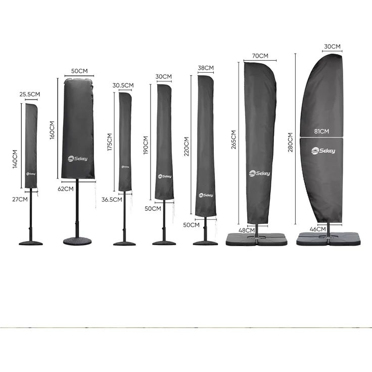 Sekey Schutzhülle für Ø 200 cm / 200 cm × 150 cm / 200 cm × 125 cm Sonnenschirm, Abdeckhauben für Sonnenschirm, 100% Polyester, Wasserdicht & UV-Beständig – Bild 5