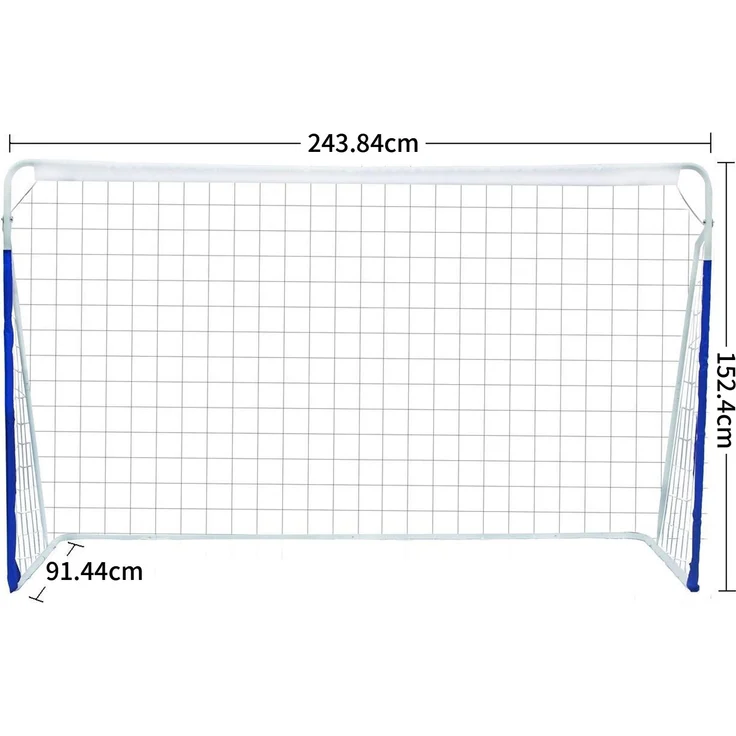 LVHOM Fußballtor 244x152 cm, klappbares Trainingstor aus Stahl, Jugendfußballtor mit Bodenankern für Garten, Weiß & Blau – Bild 6