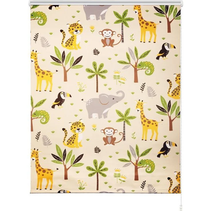 Rollo Jungle, Lüttenhütt, Lichtschutz, ohne Bohren, freihängend, Klemmfix, Klemmfix, Fixmaß, Tiere, Kinderrollo, einseitig bedruckt – Bild 4