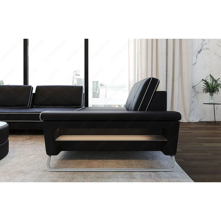 Sofa Dreams - Ecksofa Rotello – Leder - Kunstleder - schwarz-weiß - Rechts – Bild 4