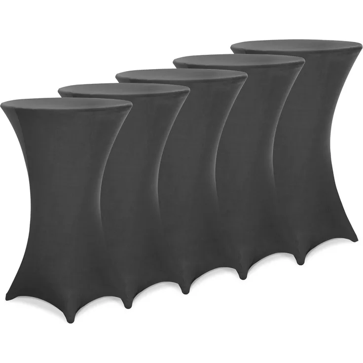 DETEX® Stehtischhusse 5er Set Anthrazit Grau 70-75cm Verstärkter Fußbereich 30°C Waschbar Stehtisch Hussen Stretch Bezug