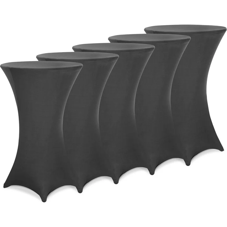 DETEX® Stehtischhusse 5er Set Anthrazit Grau 70-75cm Verstärkter Fußbereich 30°C Waschbar Stehtisch Hussen Stretch Bezug – Bild 1