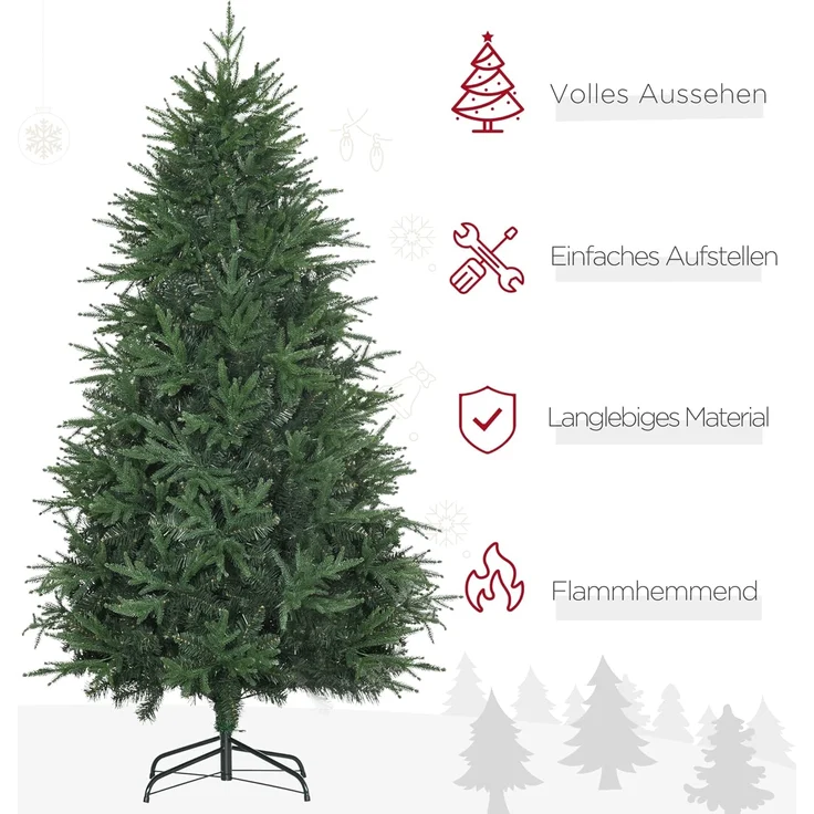 HOMCOM Künstlicher Weihnachtsbaum Kunsttanne, realistisches Aussehen, schneller Aufbau, Künstlich, Beschneite Optik – Bild 3