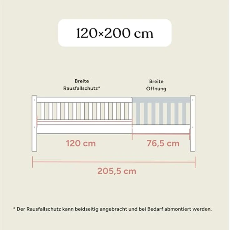 Ehrenkind Kinderbett Livo aus massivem Buchenholz, FSC® zertifiziert, inkl. Rausfallschutz (langlebig & flexibel, Kinder Bett in Buche, Kinderbetten) – Bild 5