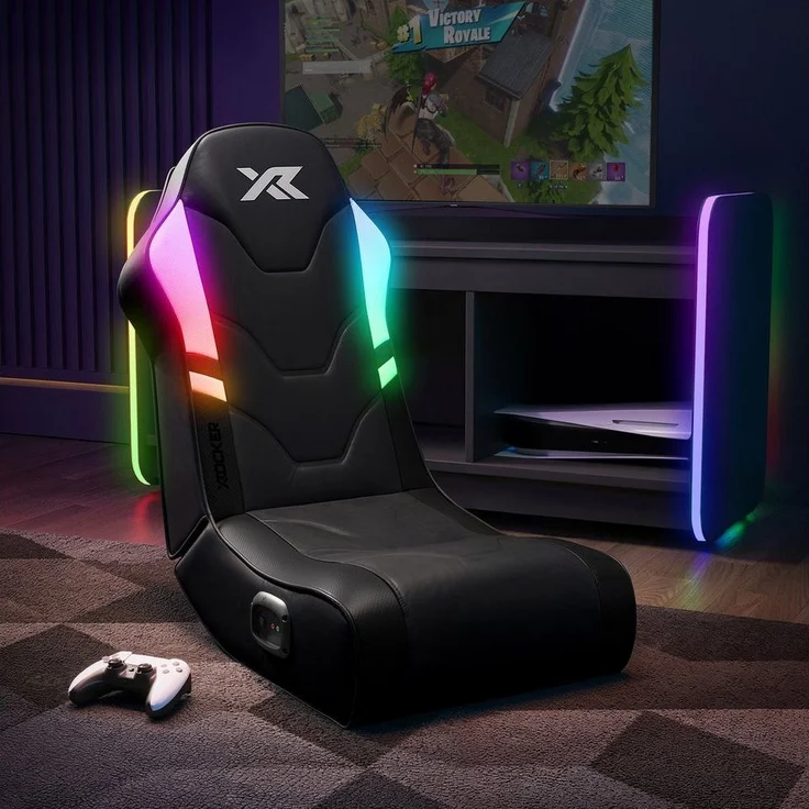 X Rocker Gaming Chair Shadow RGB 2.0 Audio Floor Rocker Gaming Stuhl – Schwarz, Audio, LED-Leuchten – Bild 5