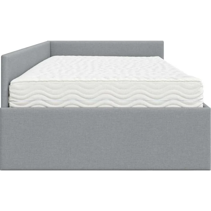 vidaXL Eckbettgestell mit Matratze 2 stk. Hellgrau 90 x 190 cm Stoff 3393589 – Bild 8