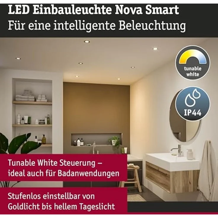 Paulmann 92442 LED Einbauleuchte Nova Coin 3er-Set Zigbee Tunable White Weiß matt IP44 – Bild 2