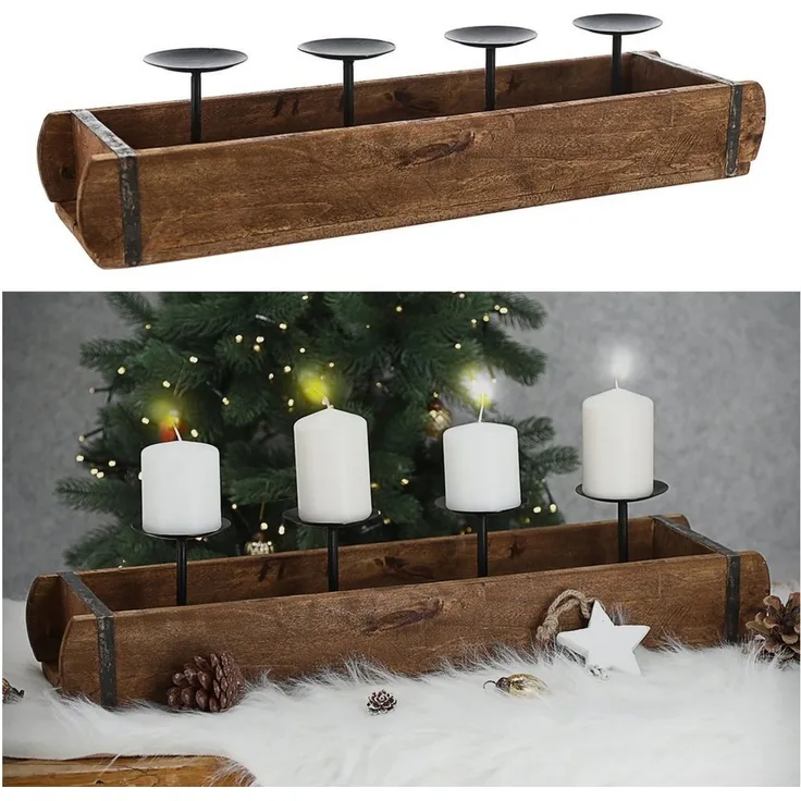 CEPEWA Holzkiste Holzkiste Ziegelform Altholz 30x25cm Upcycling Buche Metallhenkel