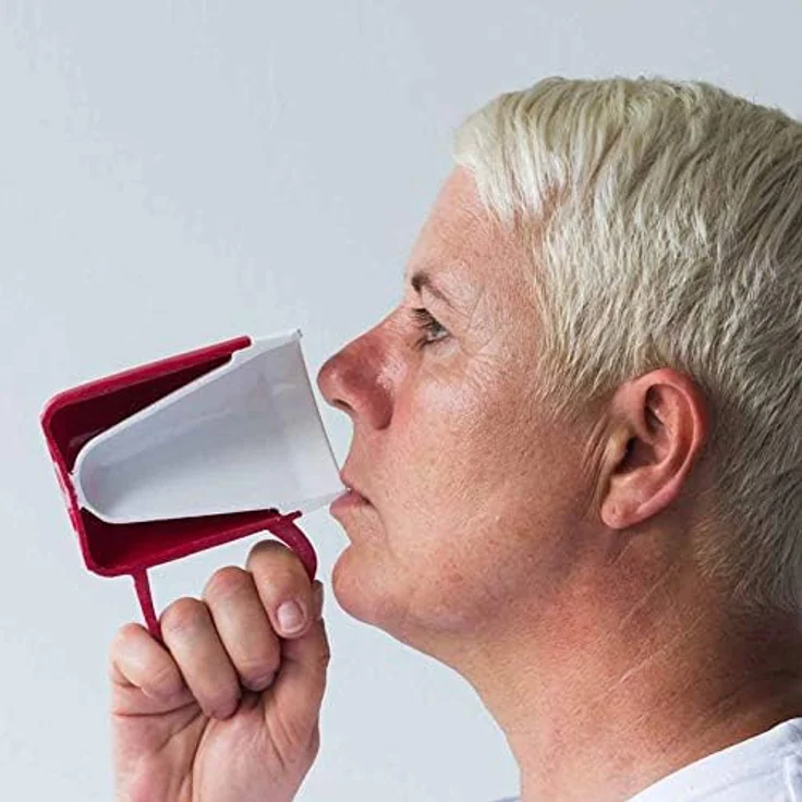 Ornamin Schnabelbecher Becher mit Trink-Trick mit Schnabelaufsatz/Trinkaufsatz, 2-tlg, Kunststoff, Trinkhilfe l Alltagshilfe l bruchstabil l BPA-frei l Made in Germany – Bild 7