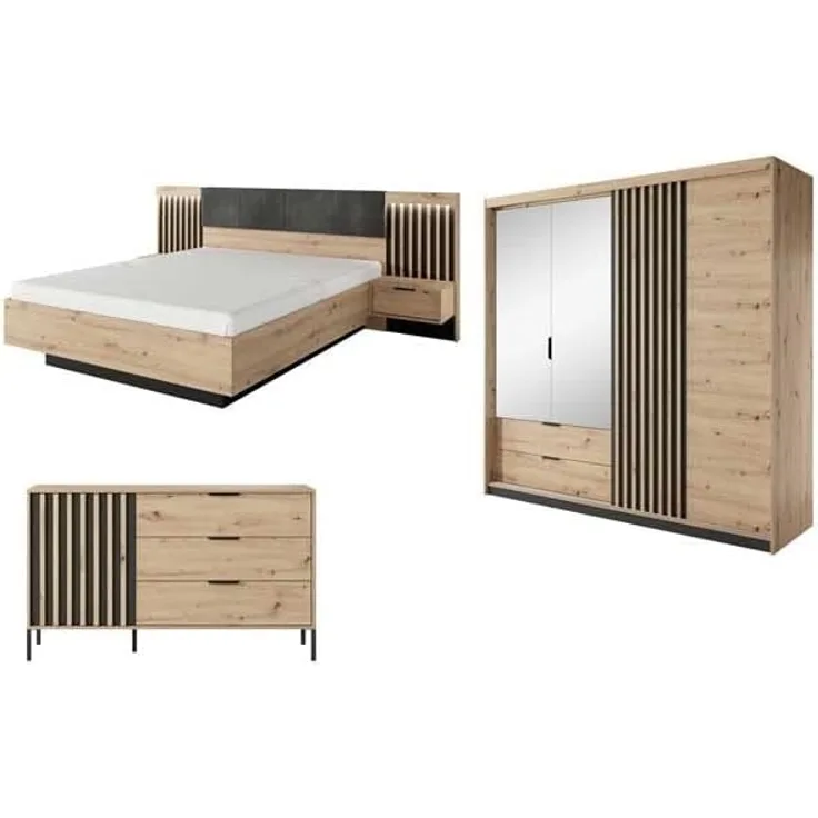 Schlafzimmer-Set Tally komplett 5-teilig Artisan Eiche anthrazit