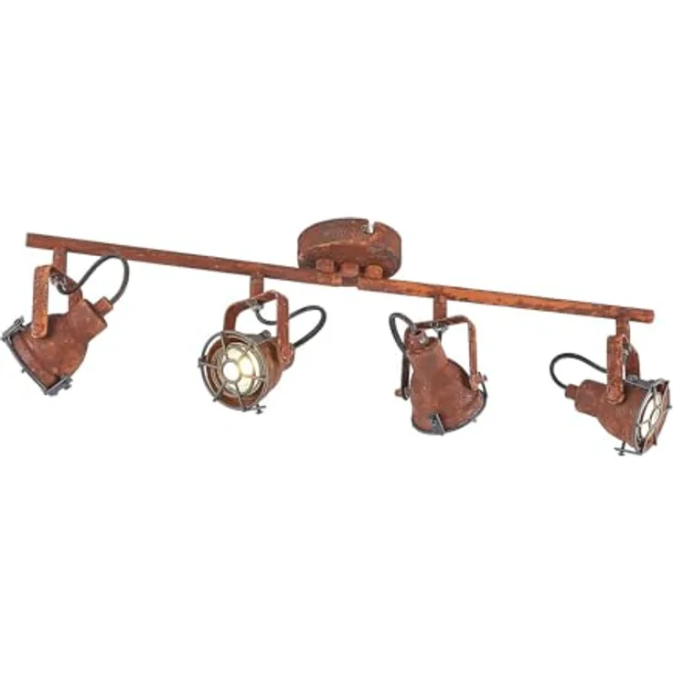 Lindby Strahler Scabra, 4-flammige Deckenlampe in Braun aus Metall, Vintage-Industriell, GU10 Spots für Wohnzimmer und mehr