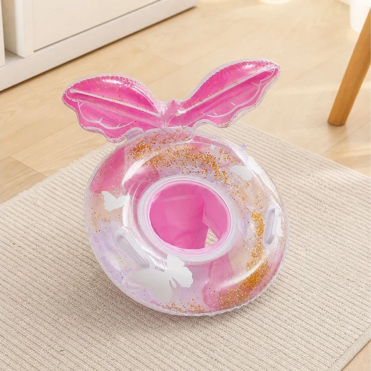 Aufblasbarer Kinder-Schwimmsitz mit Rückenlehne und Griffen, Sternenrosa – Bild 2