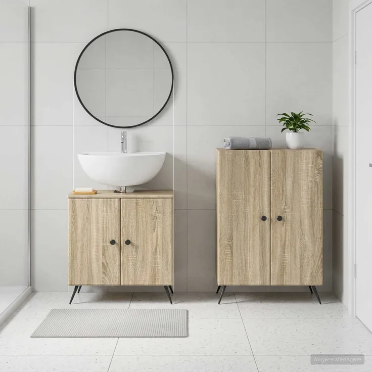 vidaXL 2-teiliges Badezimmer Schrank Set BREDA Sonoma-Eiche 3417641