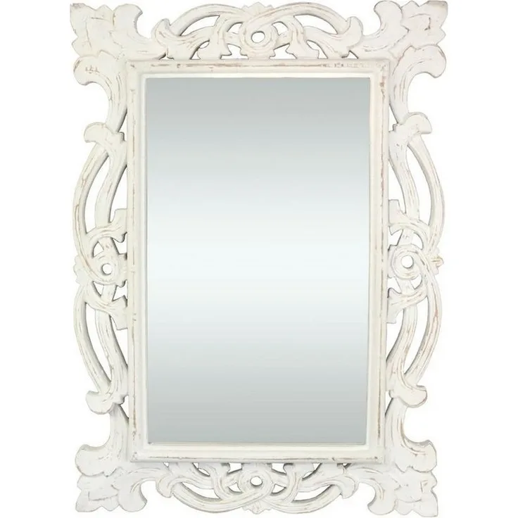 Oriental Galerie Wandspiegel Wandspiegel Weiß 70 x 50cm (1-St), Flurspiegel, Badspiegel, Barock Spiegel Flur